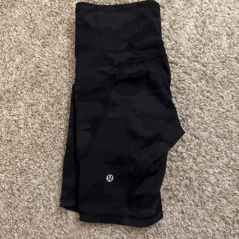 Lululemon Black Camo High-Rise biker shorts